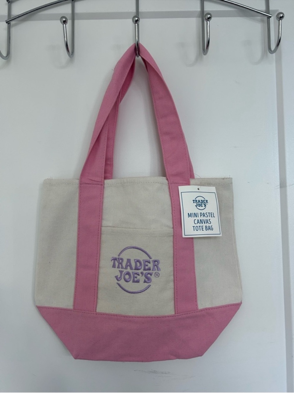 Trader Joe’s Mini Pastel Pink Canvas Tote Bag — BRAND NEW WITH TAGS!